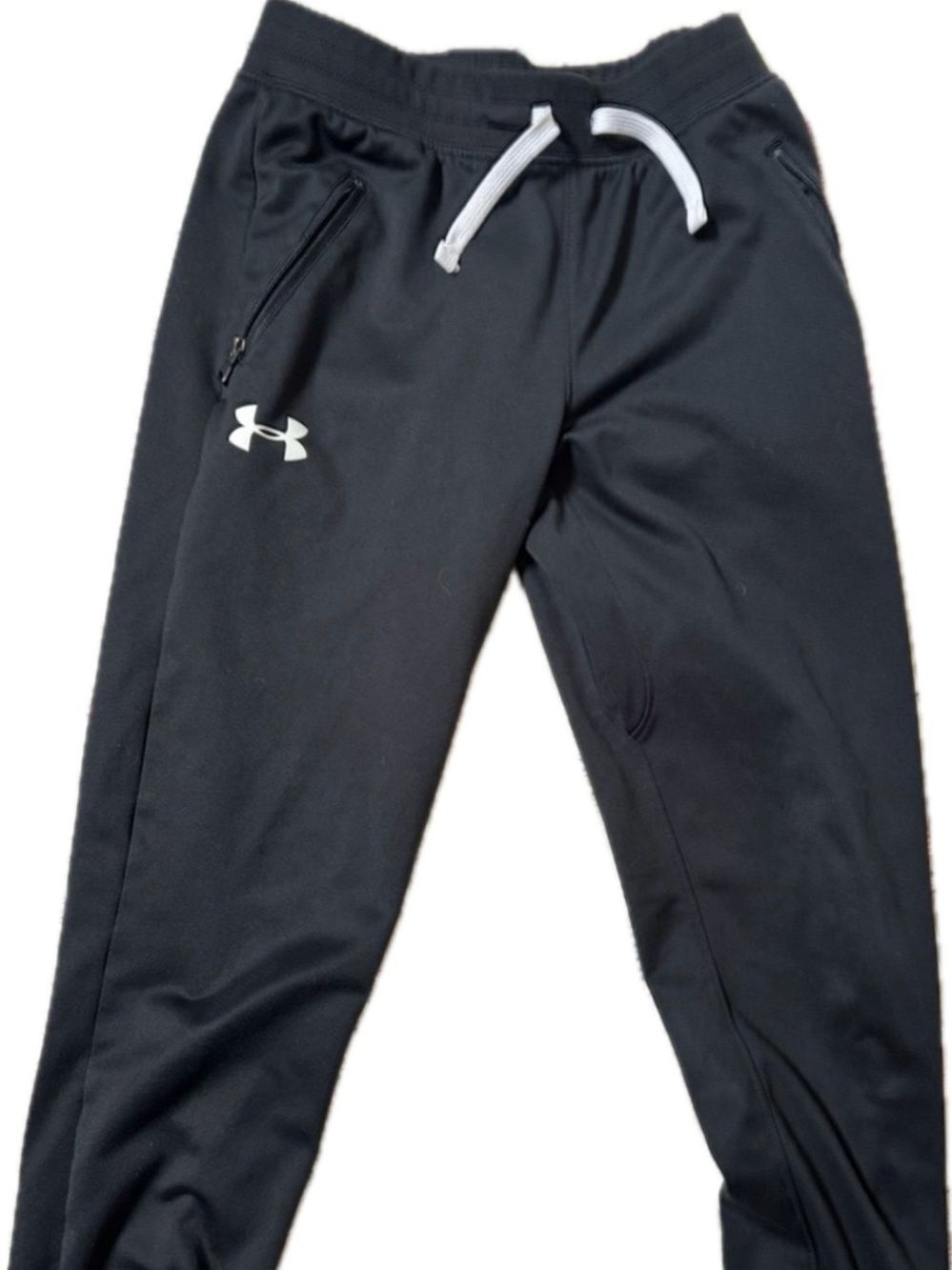 Under Armour Cold Gear Black Joggers with White Drawcord and Zippered Pockets